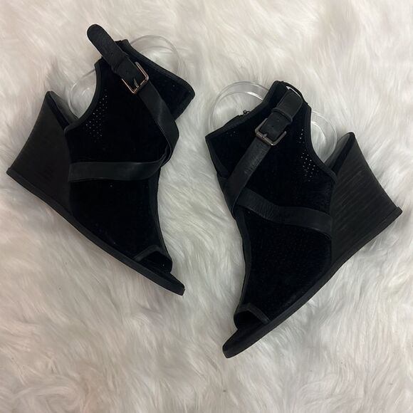 Denim supply Ralph Lauren Black Suede Peep Toe Ankle booties Size 7 BIN 16 - Picture 2 of 10